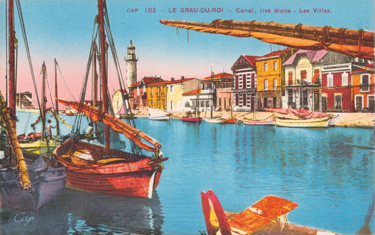 carte postale CANAL RIVE DROITE ; LES VILLAS Gard 1903-1920 021910 Photo