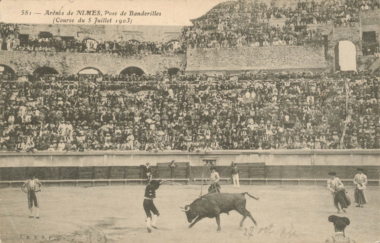 carte postale POSE DE BANDERILLE Gard 1903 021950 Photo