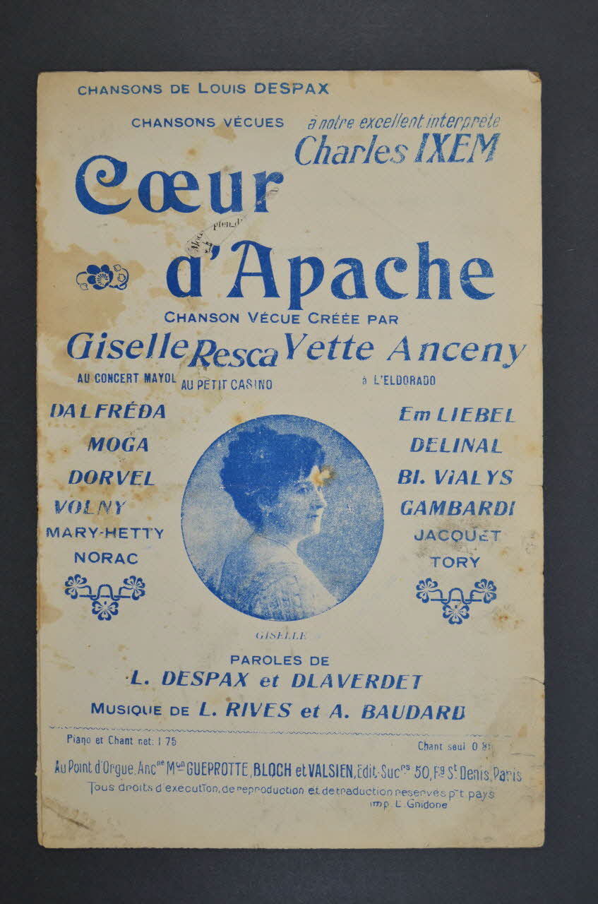 Dlaverdet ; Louis Despax ; L. Rives ; A. Baudard ; Emile Guéprotte chanson petit format 1910 1971.33.140 Photo Mucem
