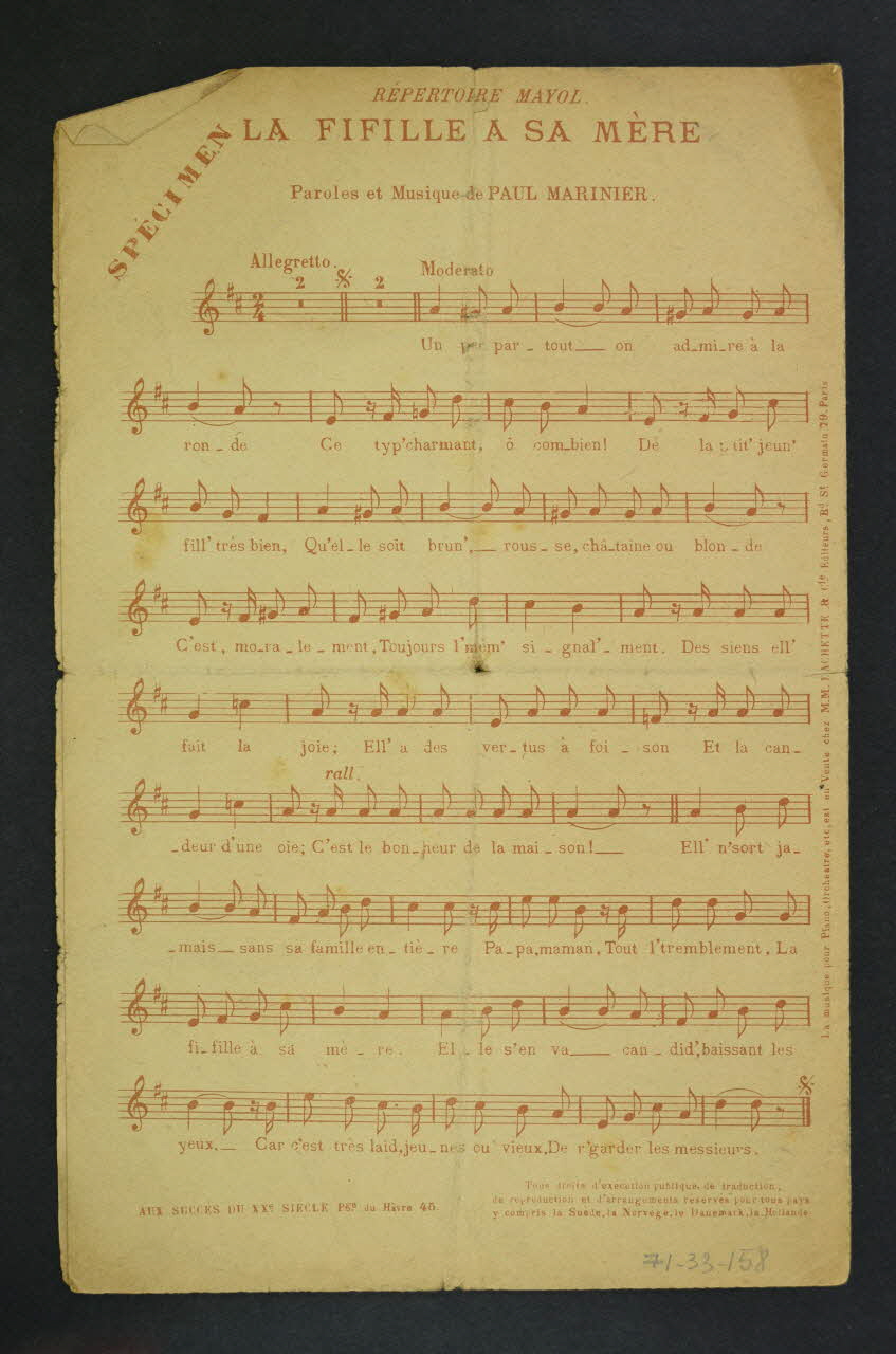 chanson petit format 1971.33.158 Photo Mucem