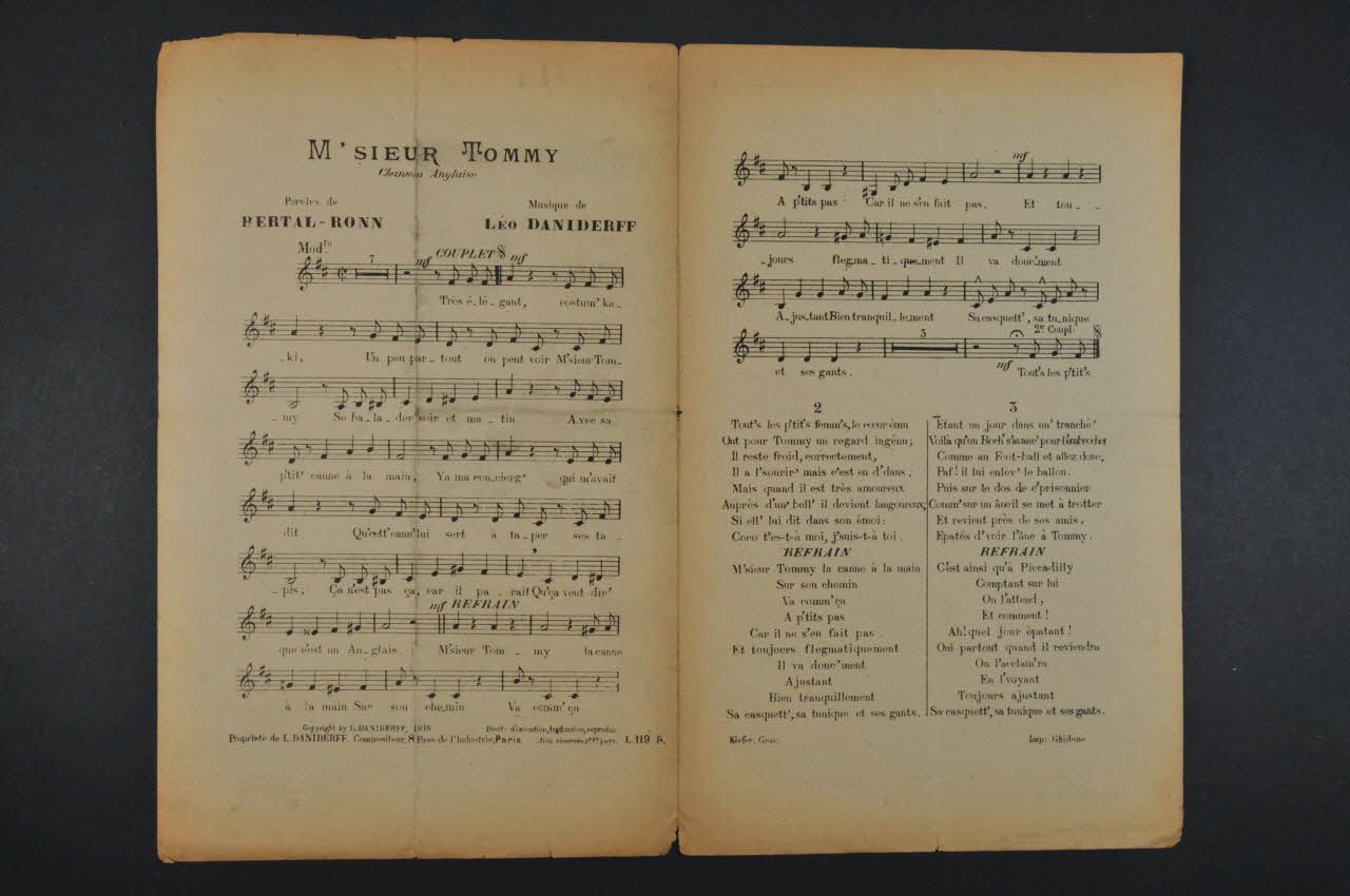 Ronn ; Marcel Bertal ; Léo Daniderff ; Les Chansons De Daniderff chanson petit format 1916 1971.33.161 Photo Mucem