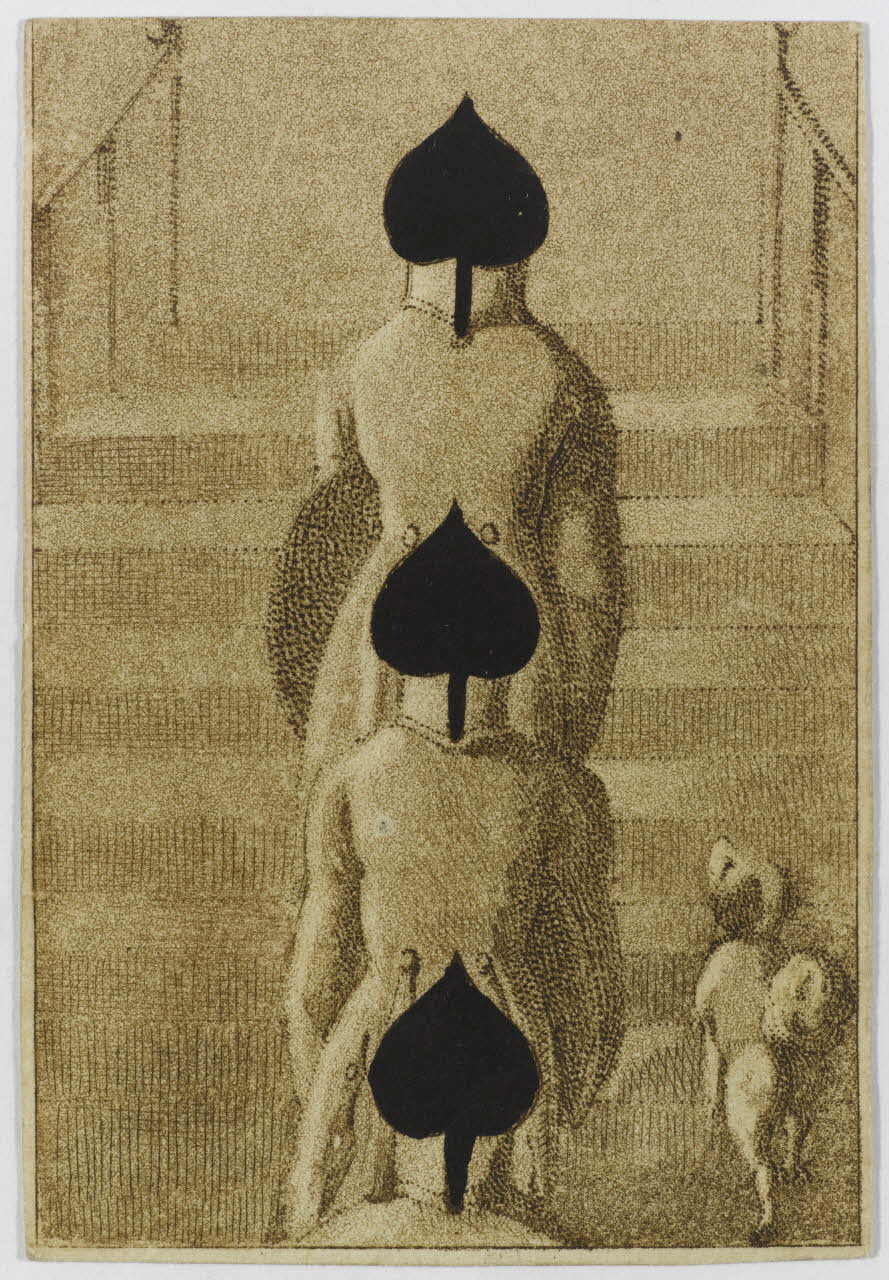 jeu de cartes 3 de pique d'un jeu de cartes transformées 1970.141.110.27 Photo RMN-Grand Palais (Mucem)