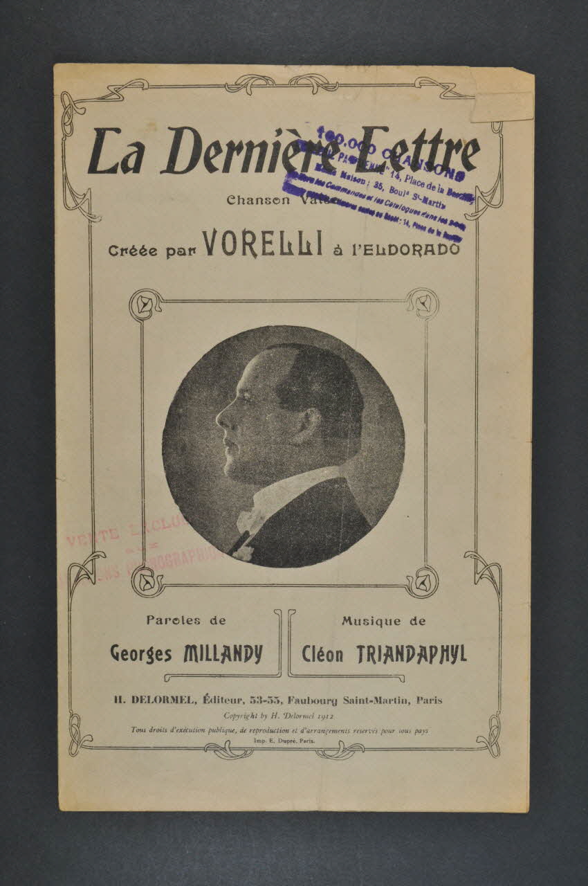 Triandaphyl ; Georges Millandy ; Vorelli ; Delormel Et Cie chanson petit format 1912 1971.33.193 Photo Mucem