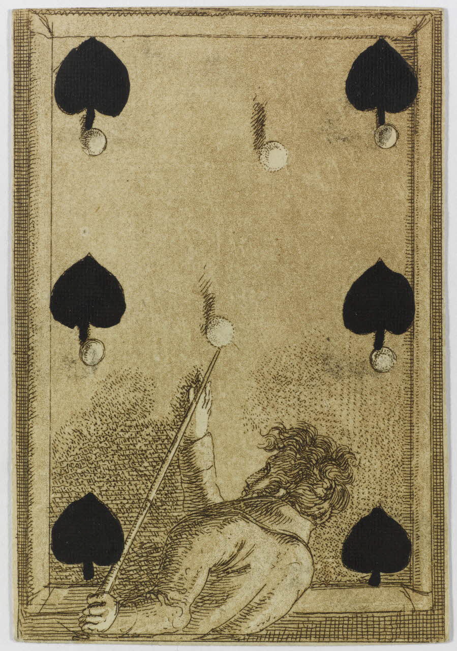 jeu de cartes 6 de pique d'un jeu de cartes transformées 1970.141.110.30 Photo RMN-Grand Palais (Mucem)