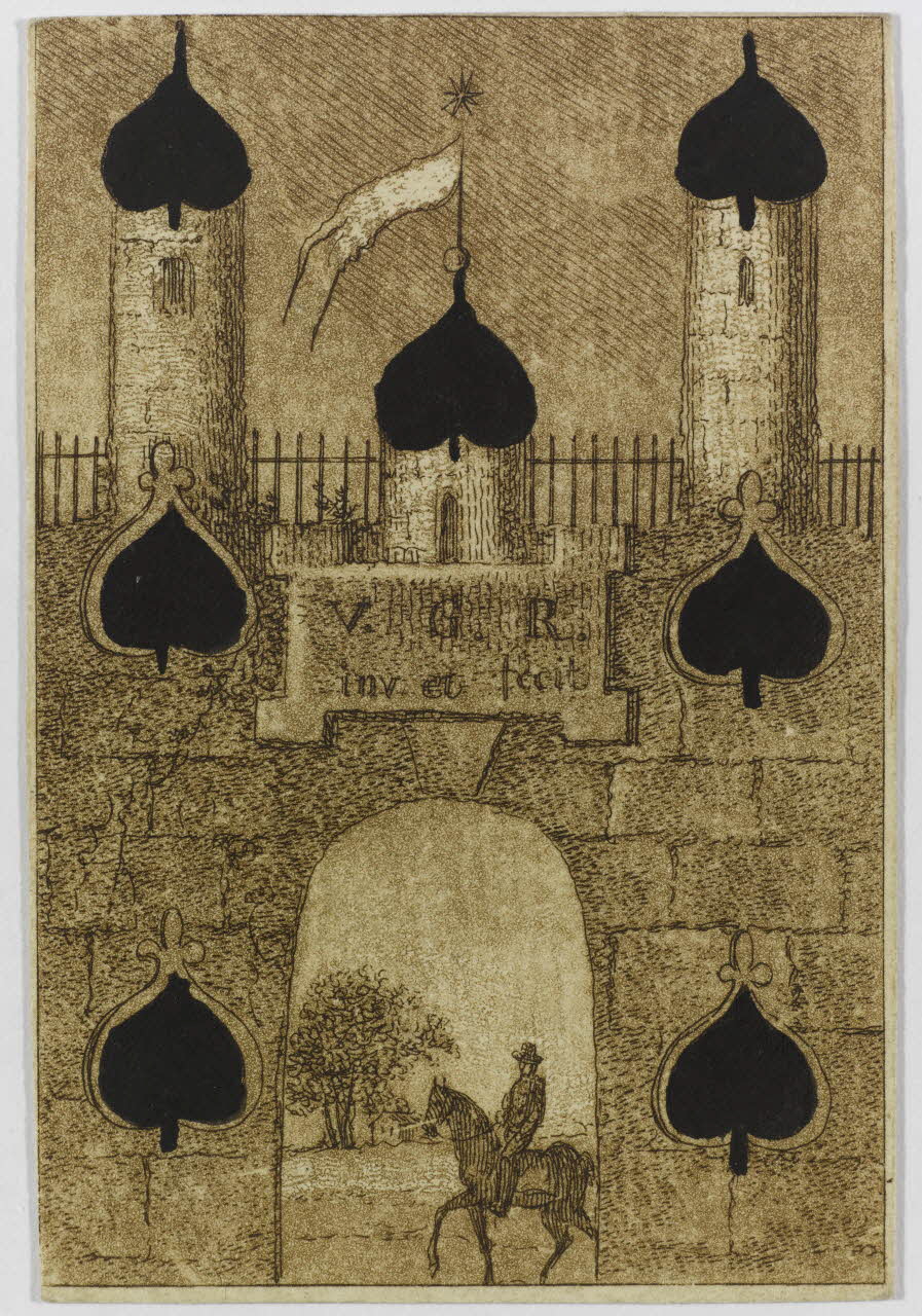 jeu de cartes 7 de pique d'un jeu de cartes transformées 1970.141.110.36 Photo RMN-Grand Palais (Mucem)