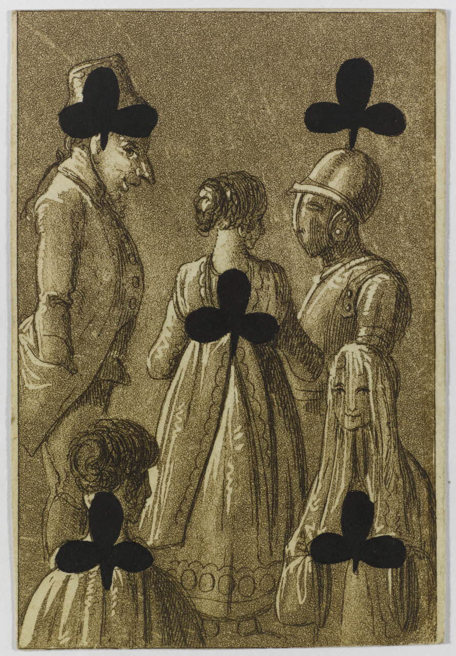 jeu de cartes 5 de trèfle d'un jeu de cartes transformées 1970.141.110.7 Photo RMN-Grand Palais (Mucem)