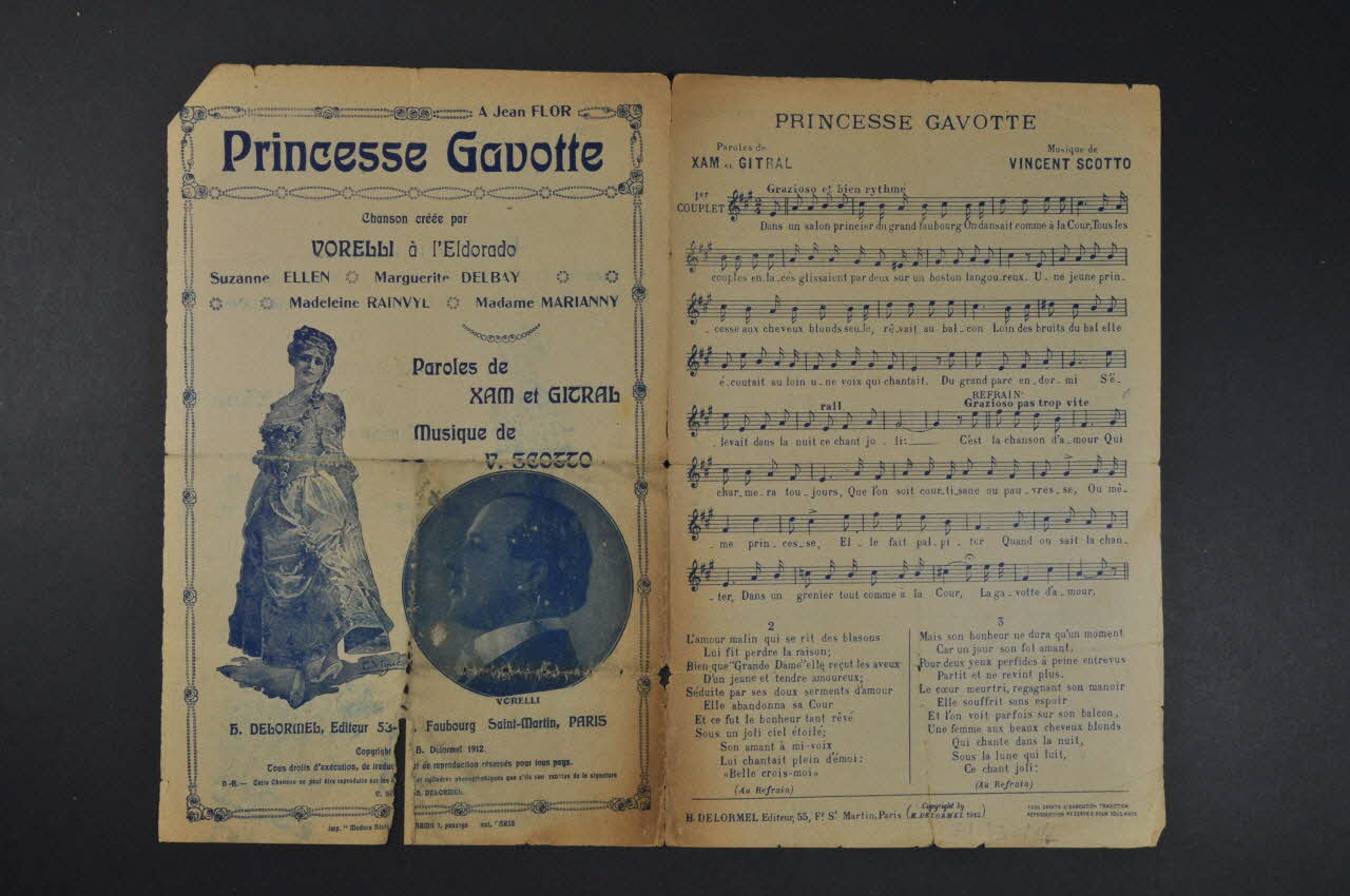 Gitral ; Xam ; Vincent Scotto ; Delormel Et Cie chanson petit format 1912 1971.33.194 Photo Mucem