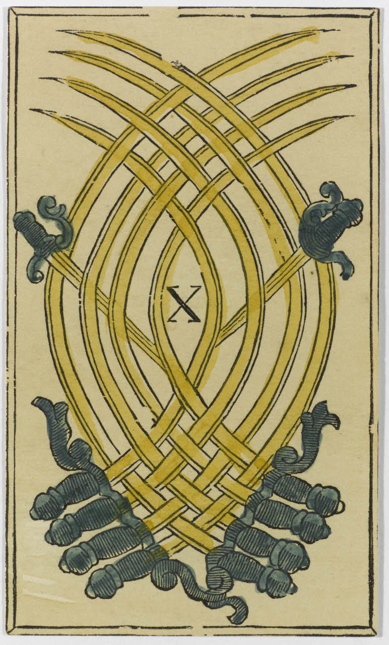 jeu de cartes (incomplet) 10 de sabre d'un jeu de cartes ordinaires non-standard 1970.141.253.16 Photo RMN-Grand Palais (Mucem)