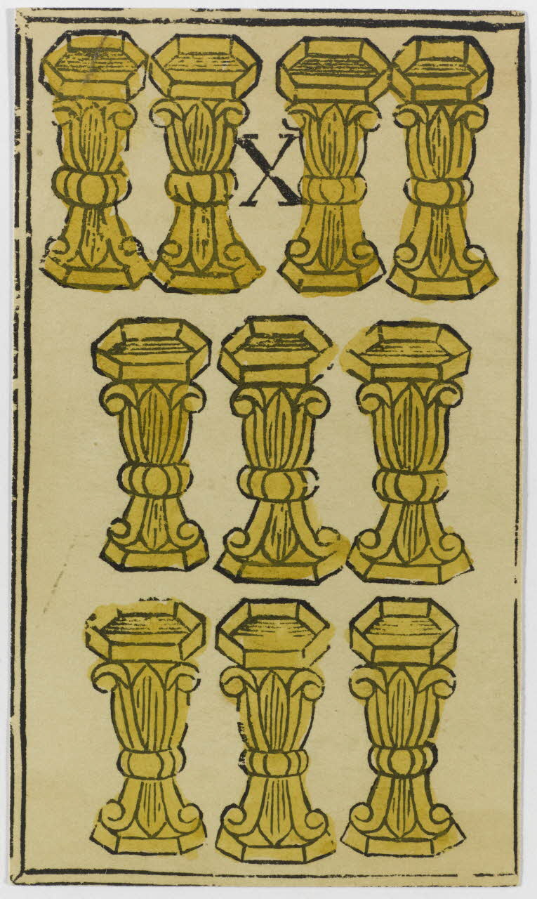 jeu de cartes (incomplet) 10 de coupe d'un jeu de cartes ordinaires non-standard 1970.141.253.24 Photo RMN-Grand Palais (Mucem)