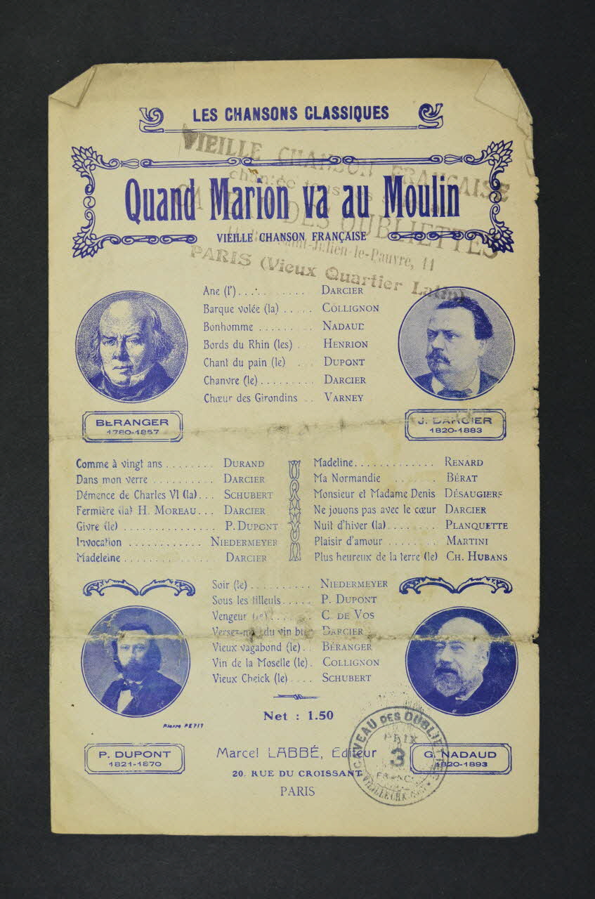 Armand Call ; X X ; Labbé chanson petit format 1928 1971.33.202 Photo Mucem