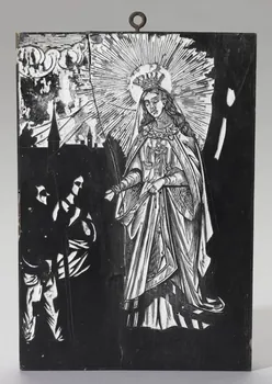 bois d'impression Sainte avec couronne, crucifix et instruments de la Passion 1990.26.12 Photo RMN-Grand Palais (Mucem)