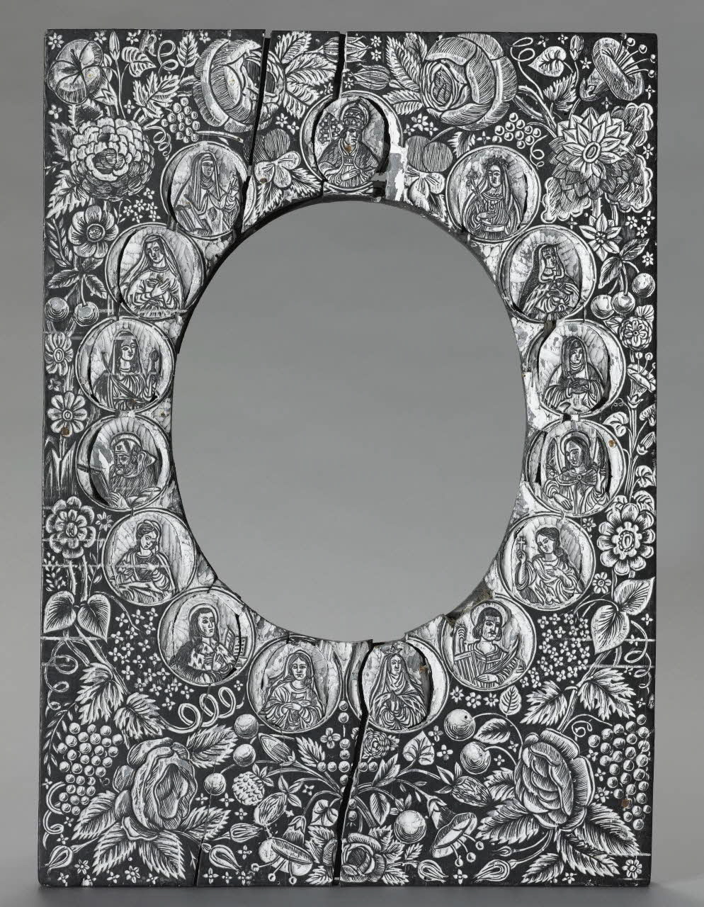 Charles Pierret bois d'impression Encadrement floral avec saint en médaillon Rennes 1862 1990.26.7 Photo RMN-Grand Palais (Mucem)