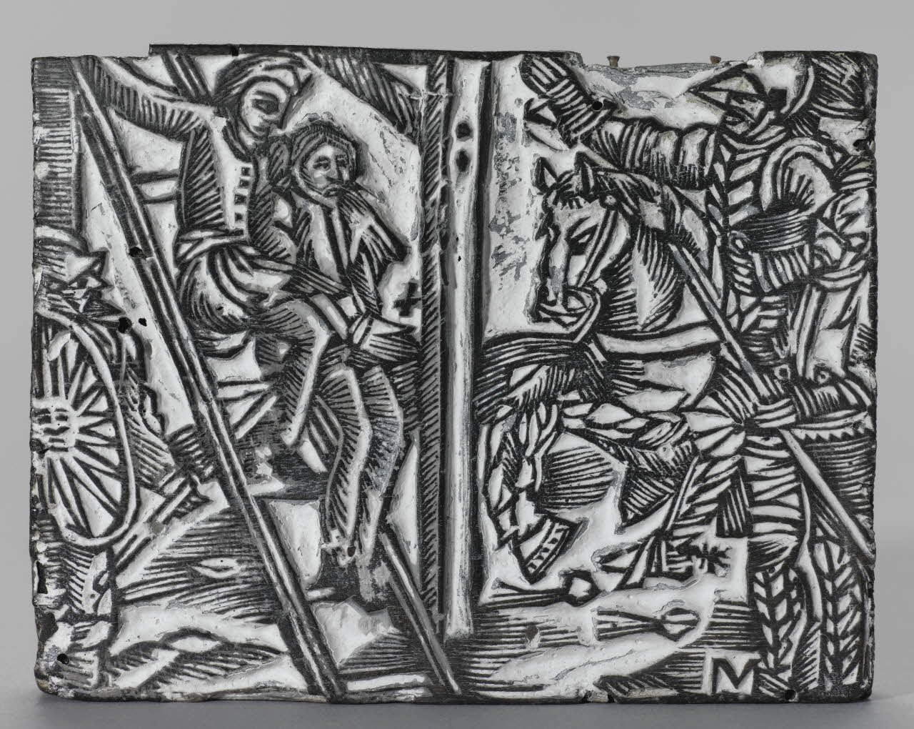 bois d'impression Deux hommes sur une échelle 1990.26.79 Photo RMN-Grand Palais (Mucem)