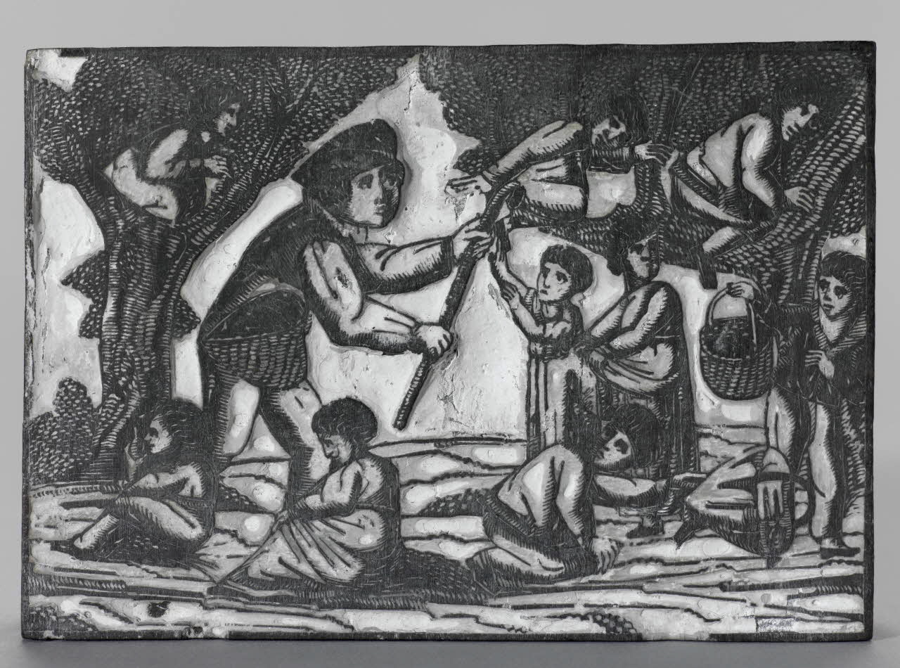 bois d'impression Enfants en train de cueillir des fruits 1990.26.81 Photo RMN-Grand Palais (Mucem)