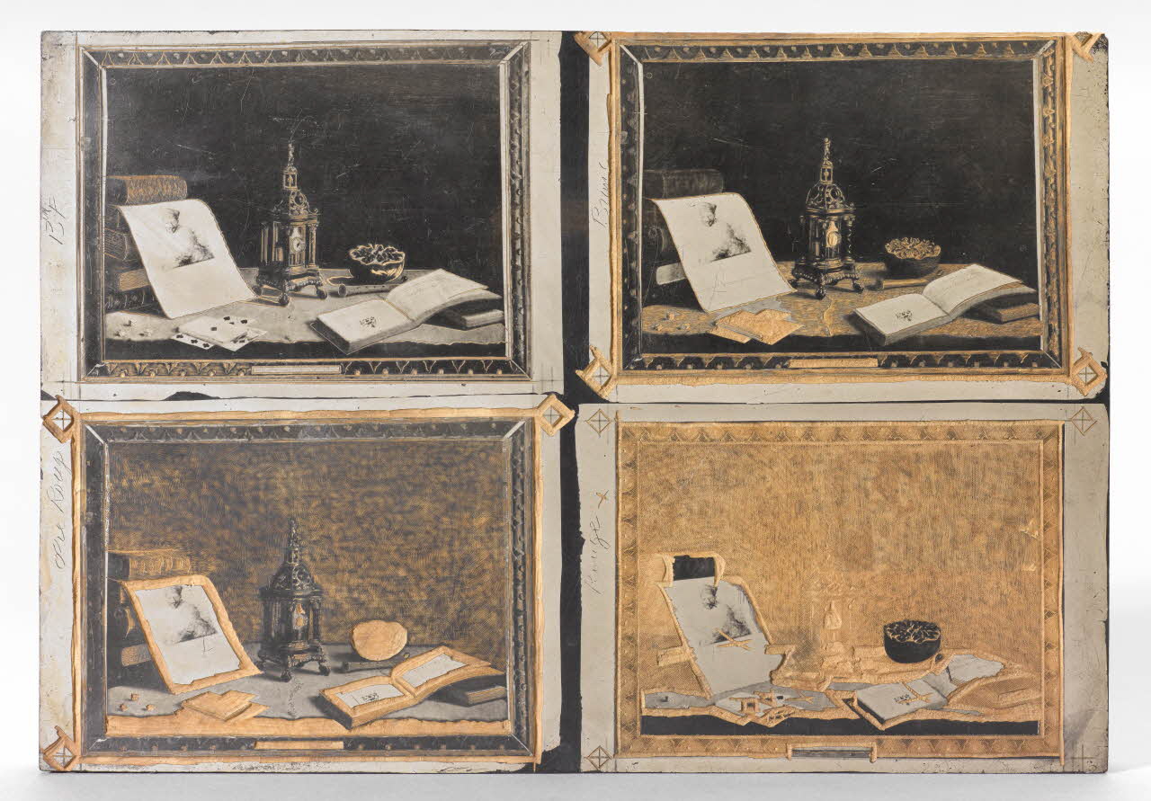 bois d'impression Tables avec livres et pendules 1970.123.12 Photo RMN-Grand Palais (Mucem)