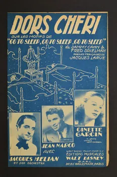 Fred Spielman ; Sammy Cahn ; Jacques Larue ; Jacques Hélian ; Jean Marco ; Ginette Garcin ; Walt Disney Editions chanson petit format 1950 1969.88.420  Photo Mucem