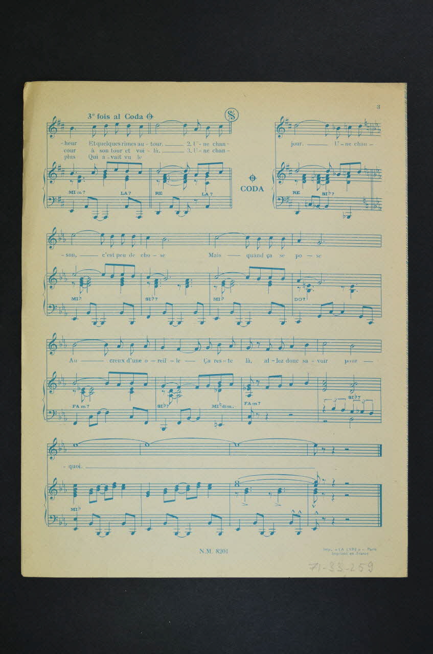 chanson petit format 1971.33.259 Photo Mucem