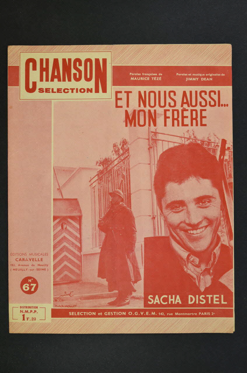 Maurice Tézé ; Jimmy Dean ; Sacha Distel ; Editions Musicale Caravelle; chanson petit format 1962 1971.33.262 Photo Mucem