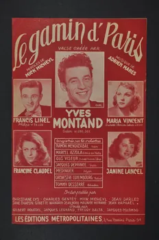 Adrien Mares ; Mick Micheyl ; Yves Montand ; Francis Linel ; Francine Claudel ; Janine Lancel ; Maria Vincent ; Les Editions Métropolitaines; chanson petit format 1951 1971.33.293 Photo Mucem