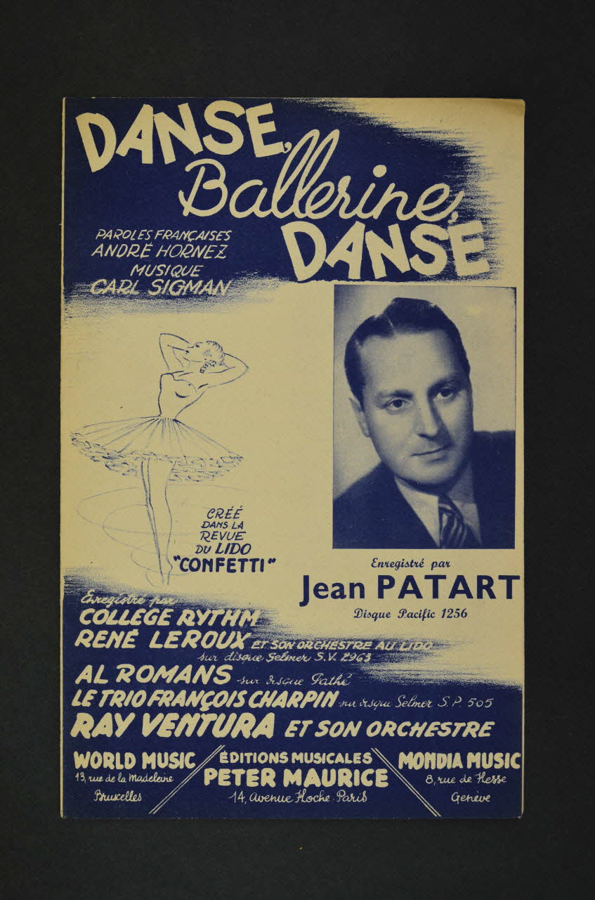Bob Russel ; André Hornez ; Carl Sigman ; Peter Maurice ; Belgo Mondial; ; Mondia Music; ; Jefferson Music Co. Inc.; ; La Lyre; chanson petit format Île-de-France, France 1947 1971.33.295 Photo Mucem