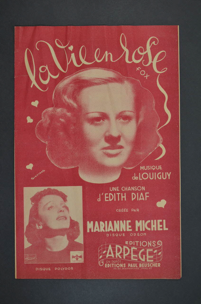 Louiguy ; Edith Piaf ; Marianne Michel ; Paul Beuscher chanson petit format 1947 1971.33.298  Photo Mucem
