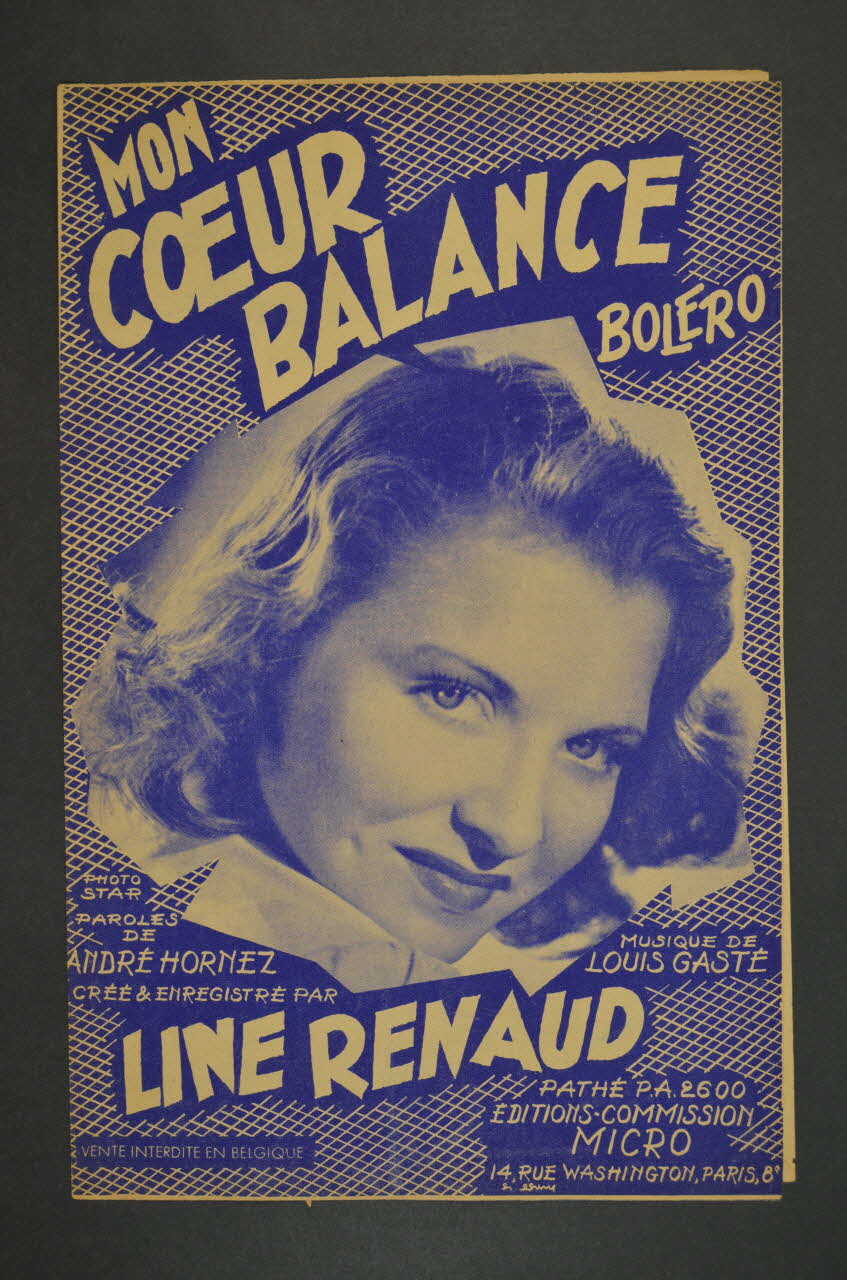 Louis Gasté ; André Hornez ; Line Renaud ; Micro, Editions; chanson petit format 1949 1971.33.300 Photo Mucem