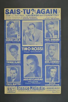 Dorcas Cochran ; Lionel Newman ; Louis Poterat ; Tino Rossi ; André Claveau ; France-Mélodie chanson petit format 1948 1971.33.326 Photo Mucem