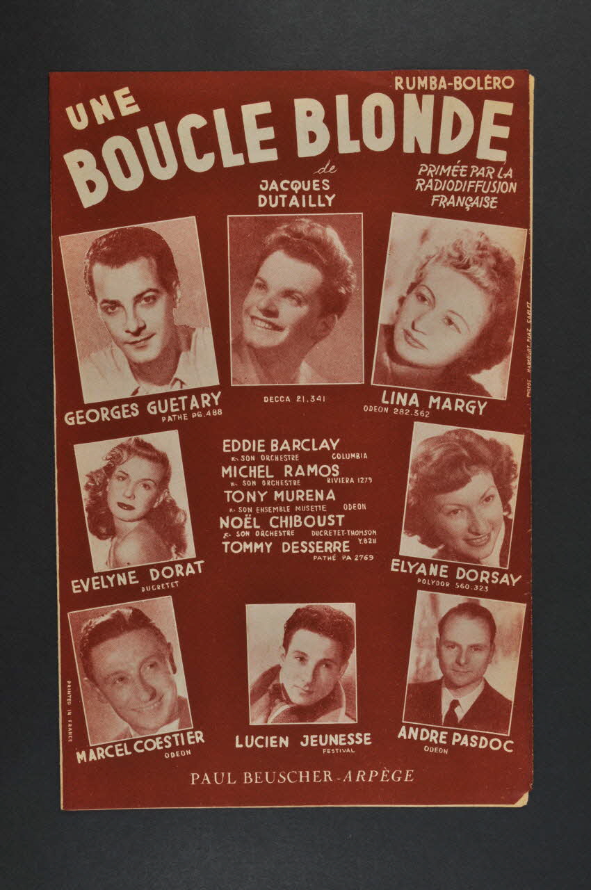 Jacques Dutailly ; Georges Guétary ; Lina Margy ; Eliane Dorsay ; Paul Beuscher chanson petit format 1951 1971.33.332 Photo Mucem