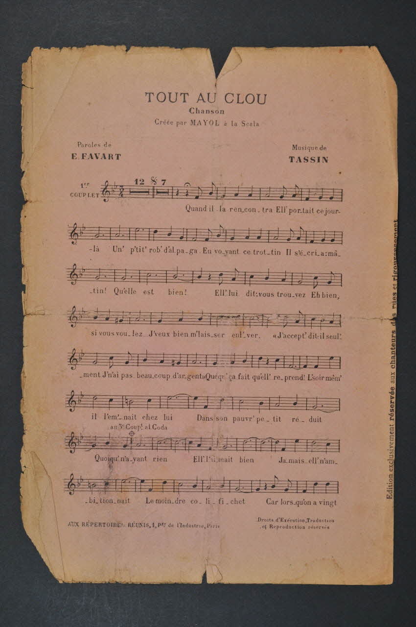 chanson petit format 1971.33.337 Photo Mucem