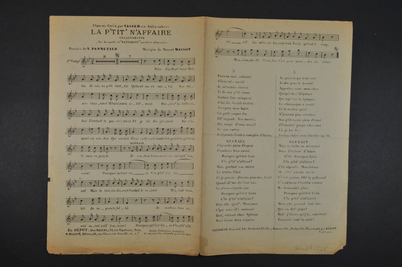 chanson petit format 1971.33.346 Photo Mucem