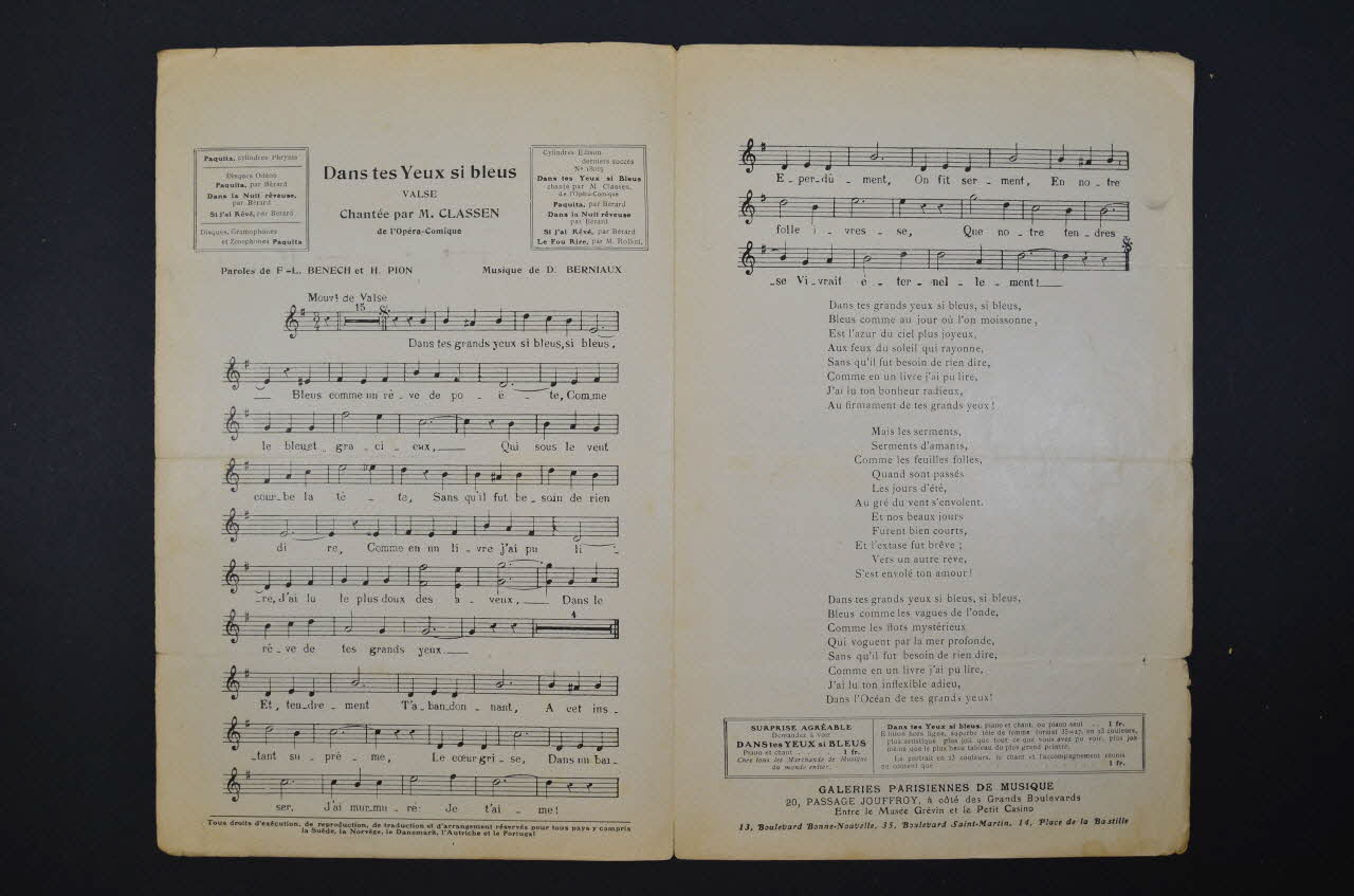 chanson petit format 1971.33.35 Photo Mucem