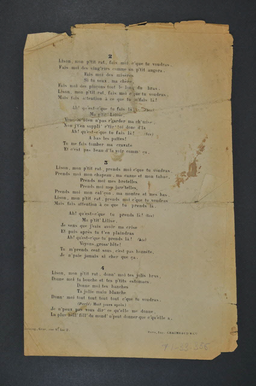 Octave Crémieux ; Alexandre Trébitsch ; J-B. Boldi ; Auguste Bosc chanson petit format 1906 1971.33.356  Photo Mucem