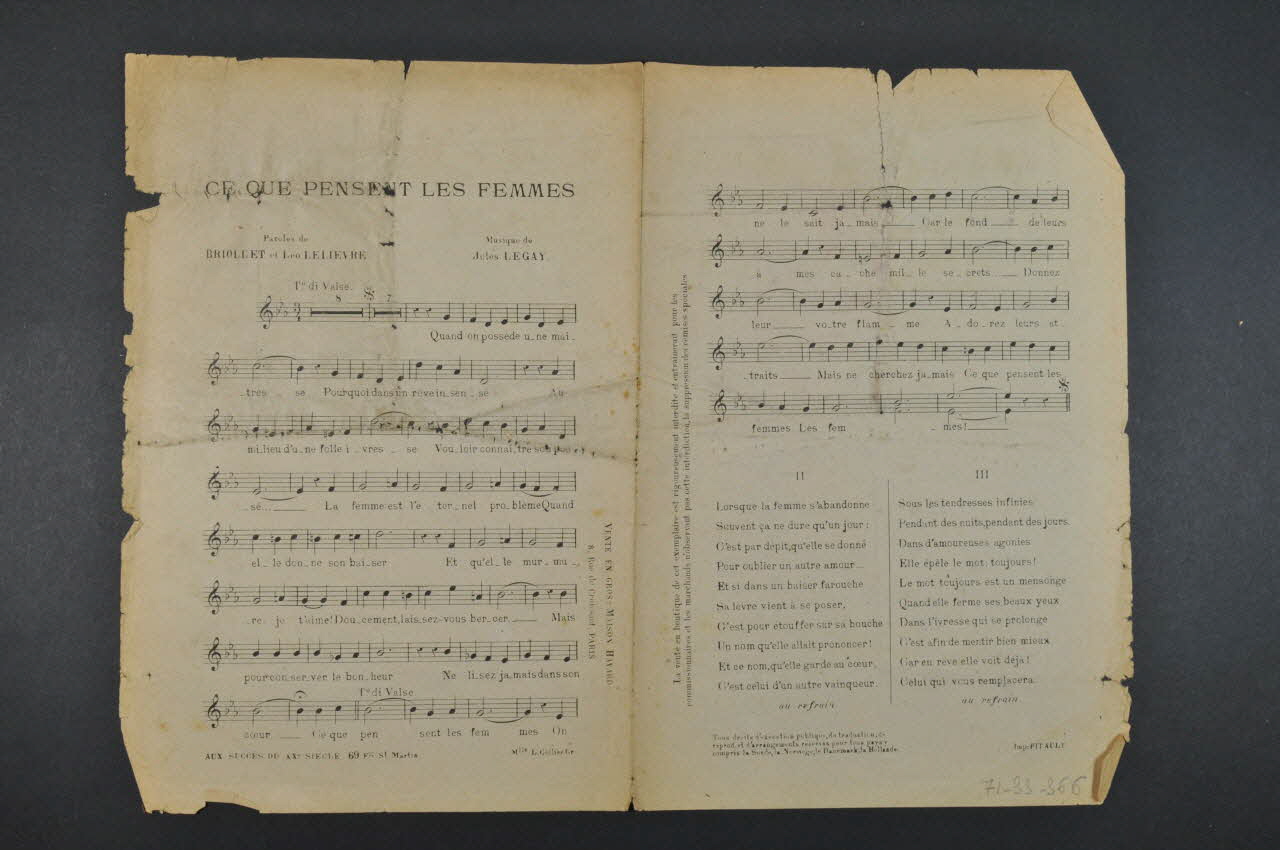 chanson petit format 1971.33.366 Photo Mucem