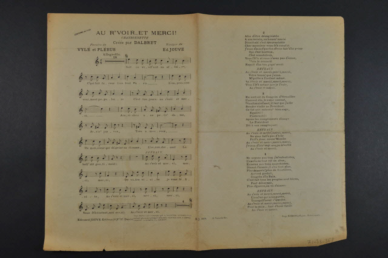 chanson petit format 1971.33.368 Photo Mucem