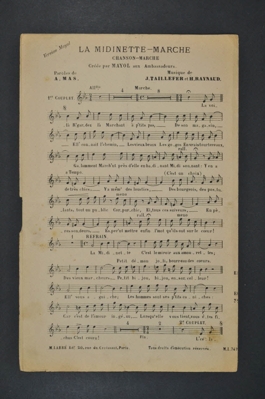 chanson petit format 1971.33.376 Photo Mucem