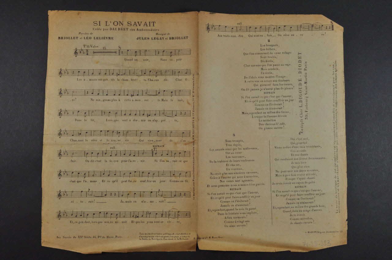 chanson petit format 1971.33.383 Photo Mucem