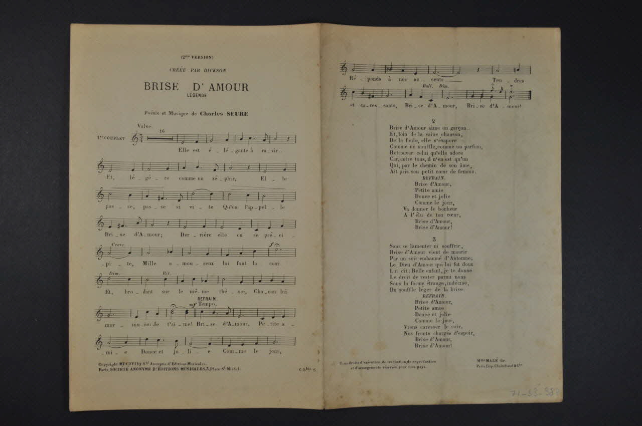 chanson petit format 1971.33.387 Photo Mucem