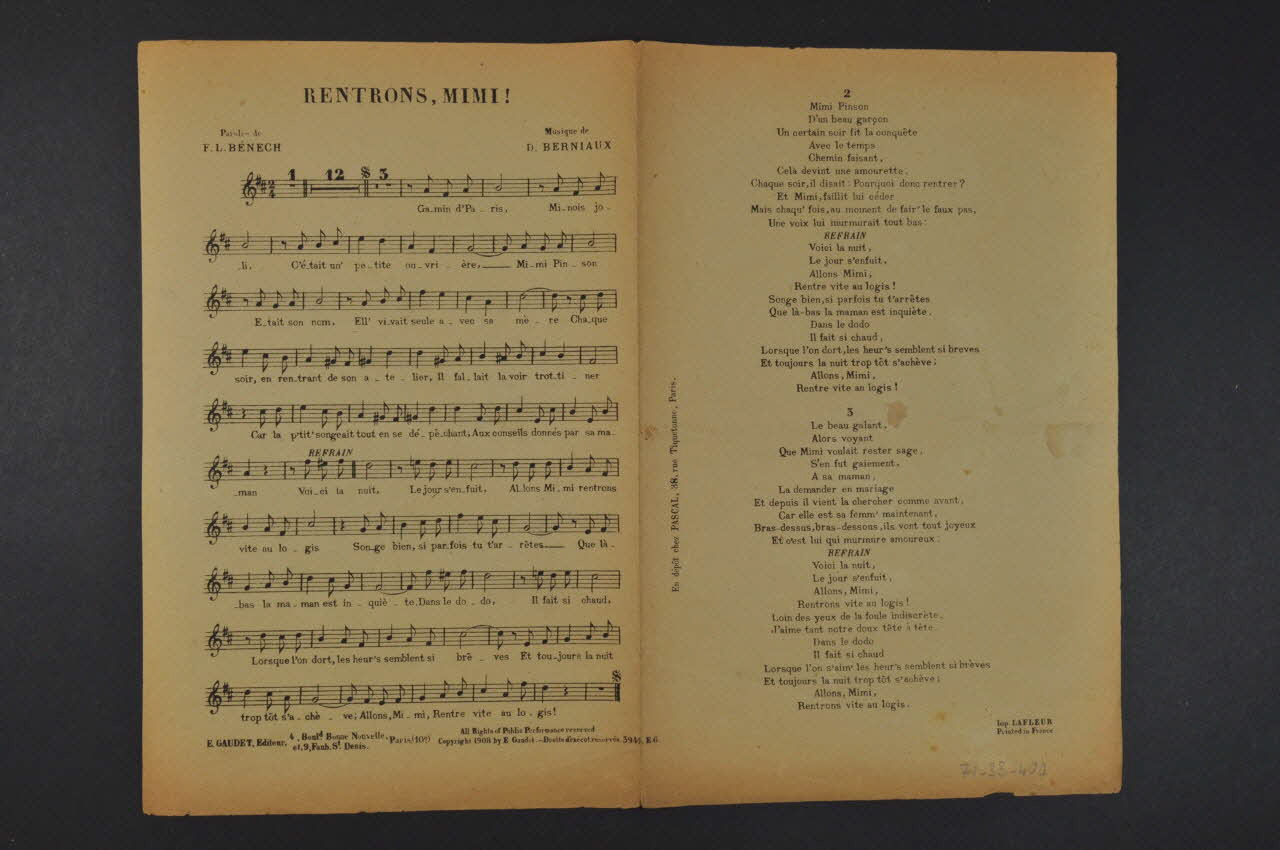 chanson petit format 1971.33.400 Photo Mucem