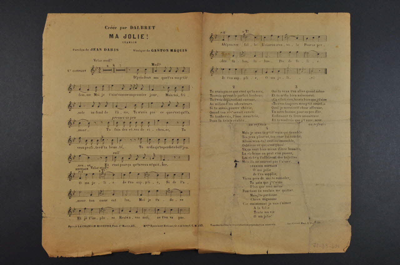 chanson petit format 1971.33.401 Photo Mucem