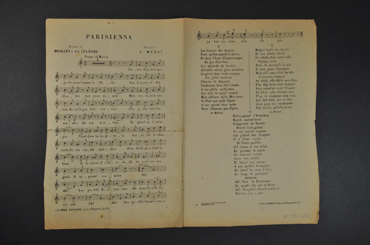 chanson petit format 1971.33.429 Photo Mucem