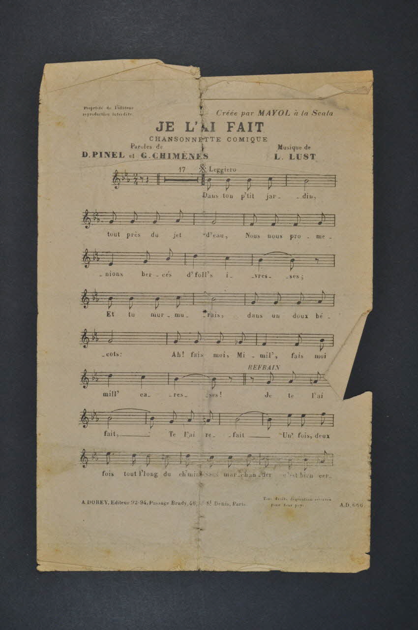 chanson petit format 1971.33.432 Photo Mucem