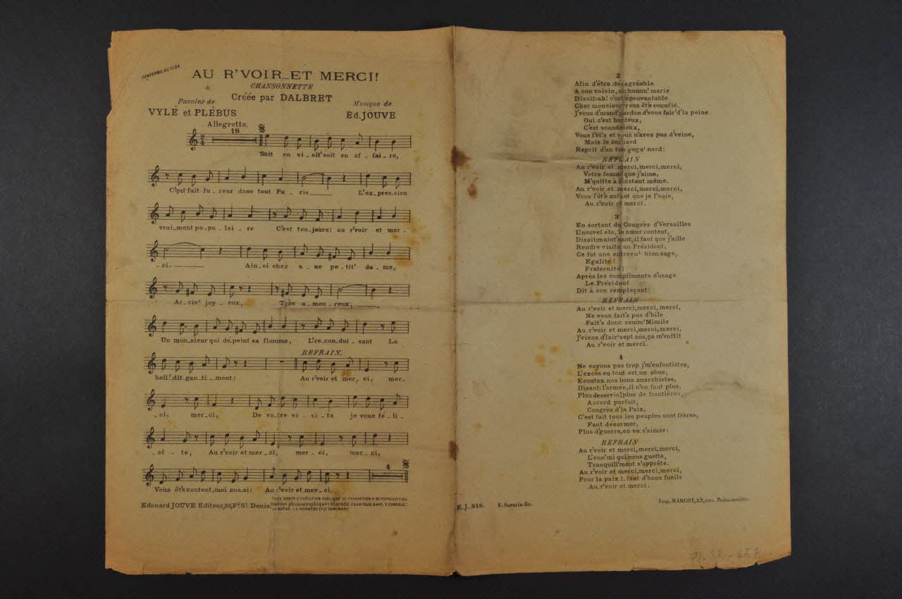 chanson petit format 1971.33.457 Photo Mucem