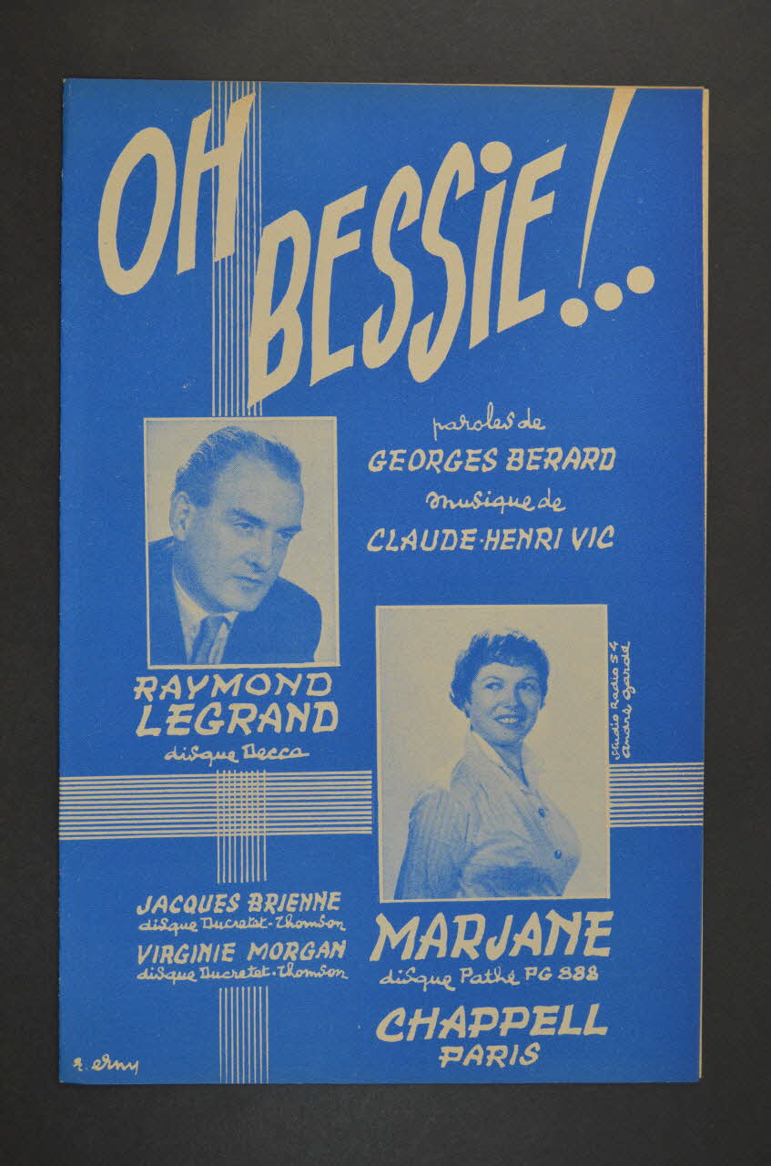 Georges Bérard ; Claude-Henri Vic ; Raymond Legrand ; Marjane ; Chappell S.A.; chanson petit format 1954 1969.88.581 Photo Mucem