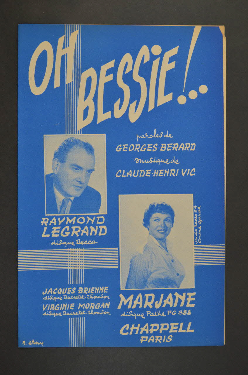 Georges Bérard ; Claude-Henri Vic ; Raymond Legrand ; Marjane ; Chappell S.A.; chanson petit format 1954 1969.88.582 Photo Mucem