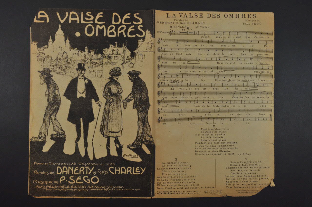Géo Charley ; A. Danerty ; Paul Ségo ; Pêle-Mêle Edition; chanson petit format 1912 1971.33.71 Photo Mucem