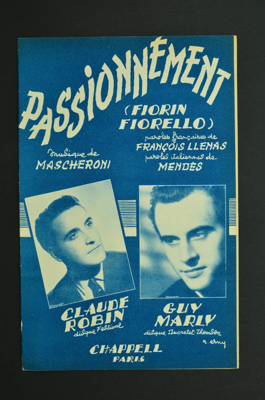 Mendes ; Marf Mascheroni ; François Llenas ; Claude Robin ; Guy Marly ; Chappell S.A.; chanson petit format 1954 1969.88.602 Photo Mucem