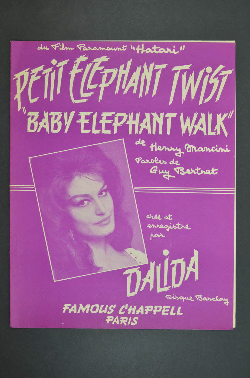 Guy Bertret ; Henry Mancini ; Dalida ; Famous Chappell; chanson petit format 1962 1969.88.607 Photo Mucem