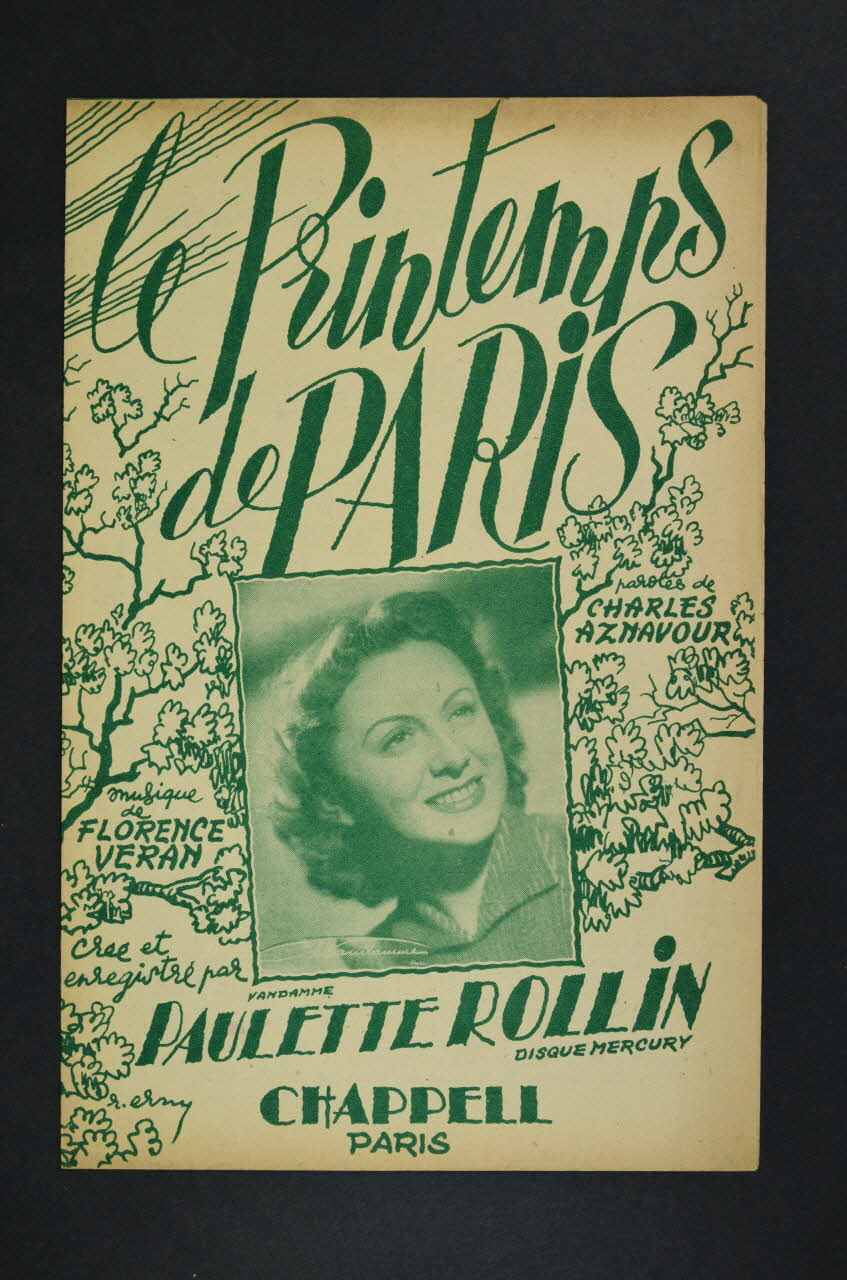 Charles Aznavour ; Florence Veran ; Paulette Rollin ; Chappell S.A.; chanson petit format 1951 1969.88.629 Photo Mucem