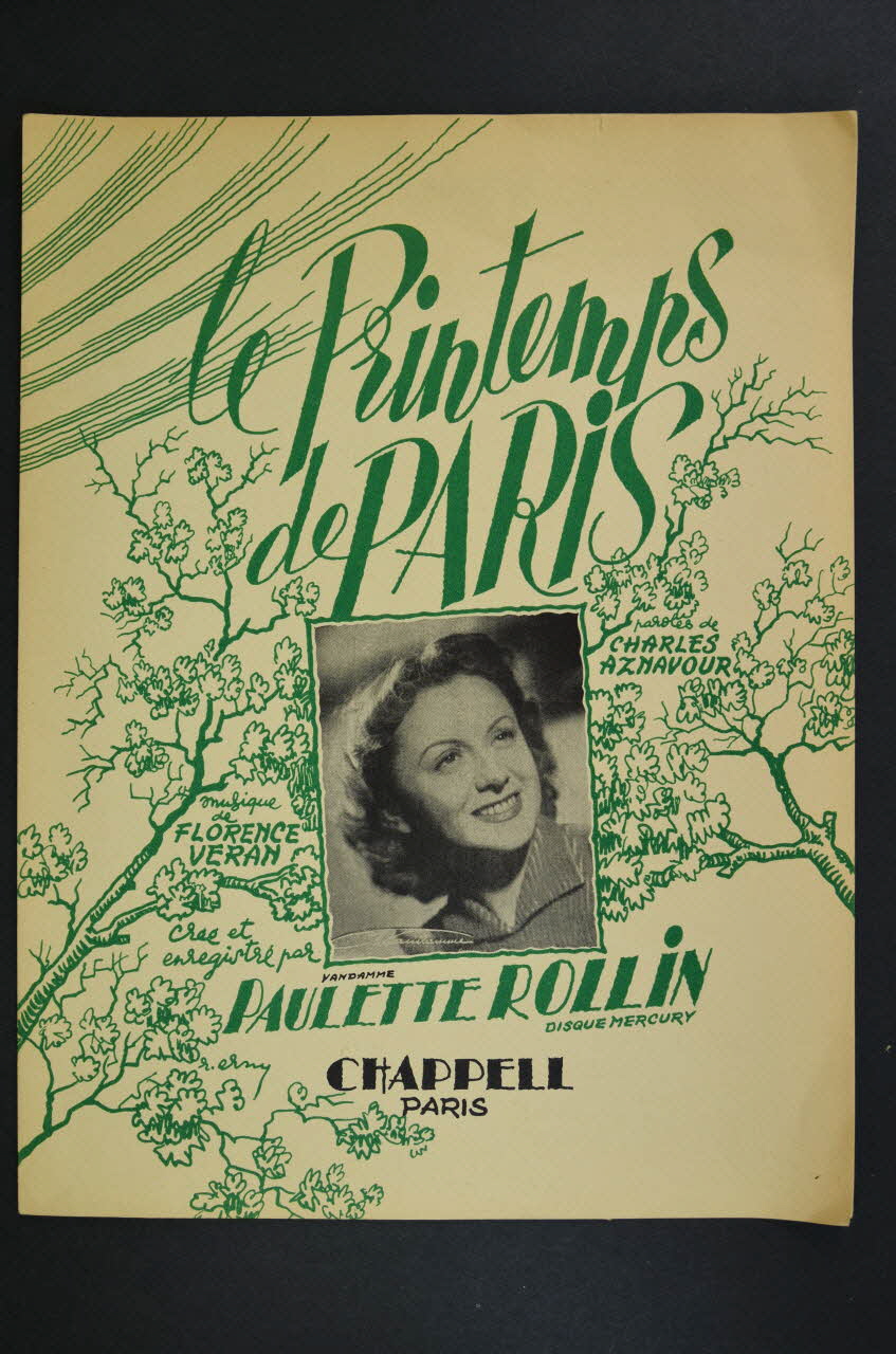 Charles Aznavour ; Florence Veran ; Paulette Rollin ; Chappell S.A.; chanson partition de musique 1951 1969.88.630 Photo Mucem