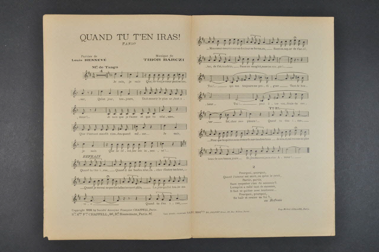 partition de musique petit format 1969.88.639 Photo Mucem